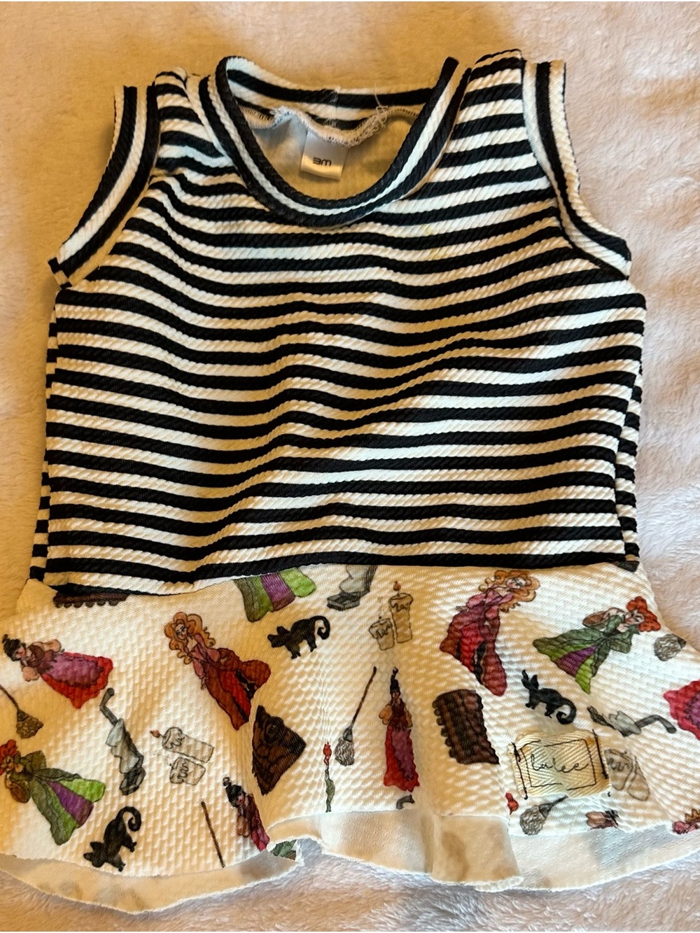 Lolita White Striped Tank with Colorful Character Prints